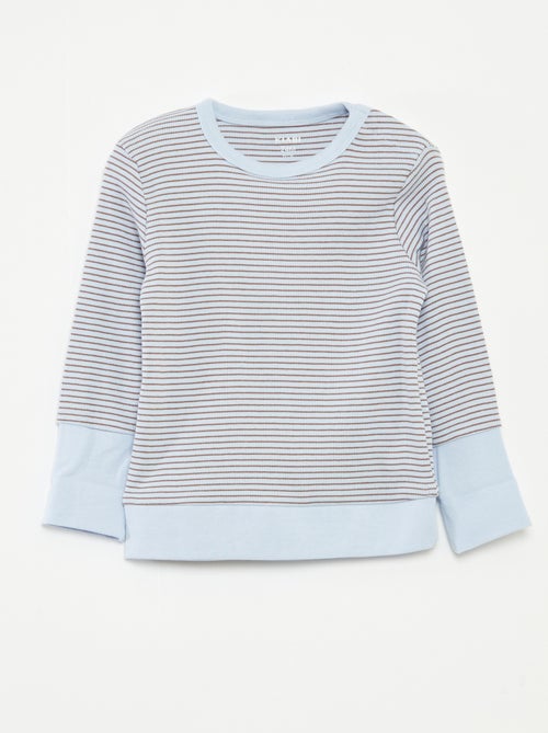 Ensemble de pyjama long t-shirt + pantalon à rayures - 2 pièces - Kiabi