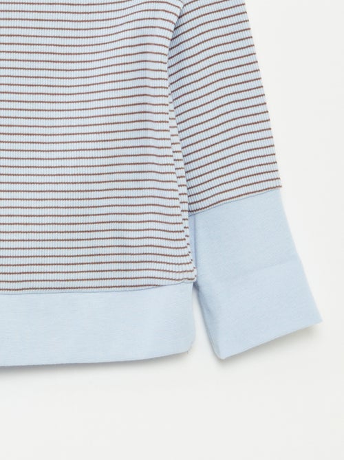 Ensemble de pyjama long t-shirt + pantalon à rayures - 2 pièces - Kiabi