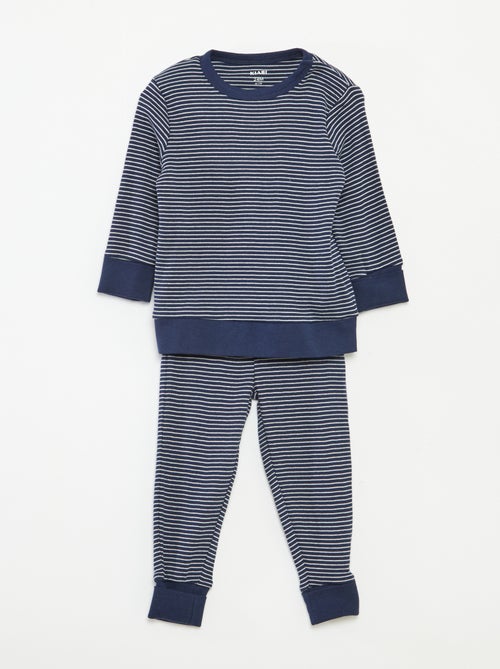 Ensemble de pyjama long t-shirt + pantalon à rayures - 2 pièces - Kiabi