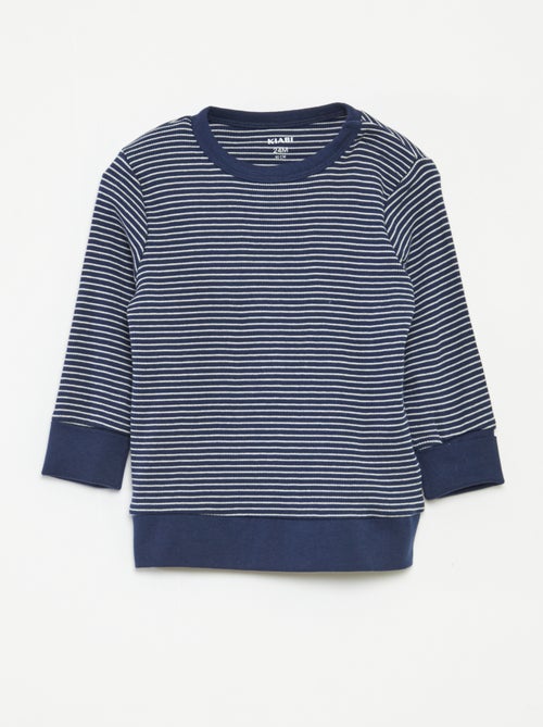 Ensemble de pyjama long t-shirt + pantalon à rayures - 2 pièces - Kiabi