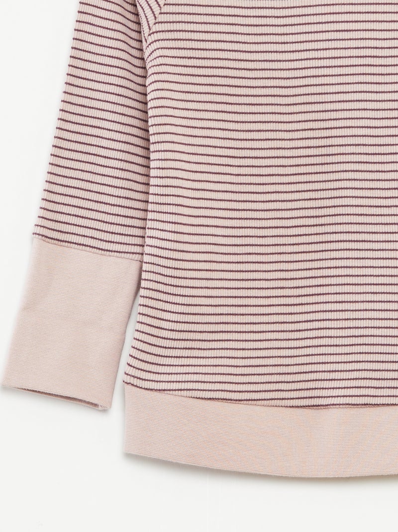 Ensemble de pyjama long t-shirt + pantalon à rayures - 2 pièces Violet - Kiabi