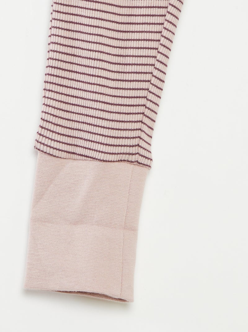 Ensemble de pyjama long t-shirt + pantalon à rayures - 2 pièces Violet - Kiabi