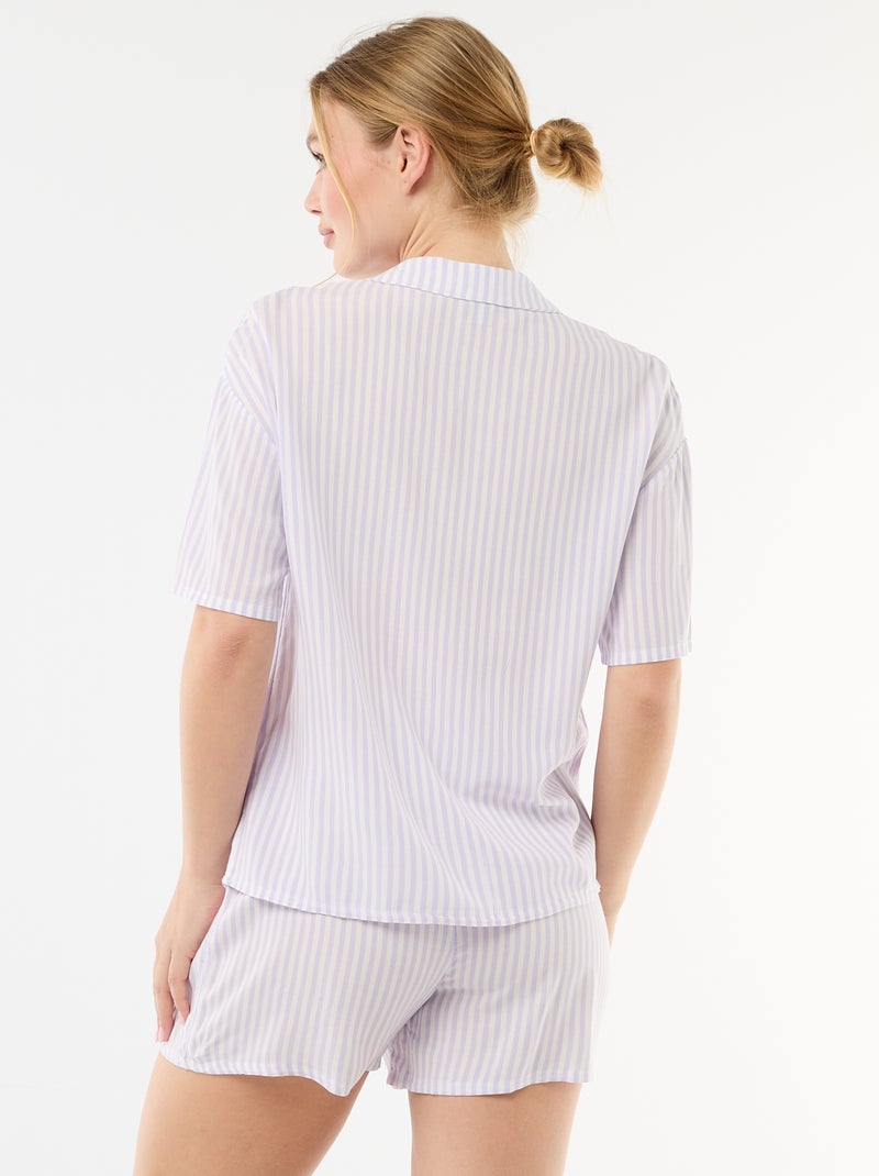 Ensemble de pyjama rayé haut + short Violet - Kiabi