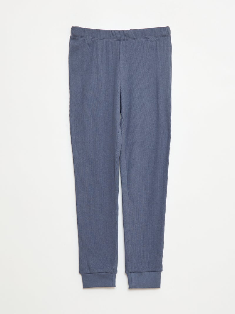 Ensemble de pyjama t-shirt + pantalon côtelés - 2 pièces Gris - Kiabi