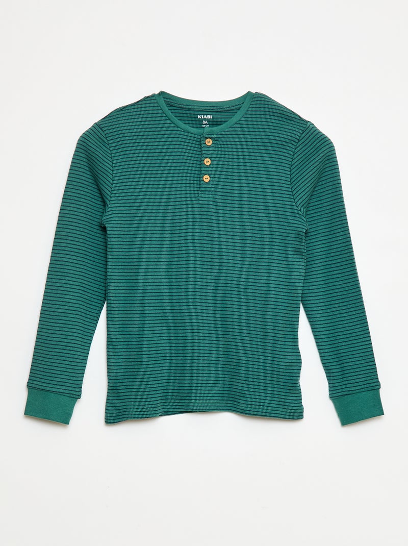 Ensemble de pyjama t-shirt + pantalon côtelés - 2 pièces Vert - Kiabi