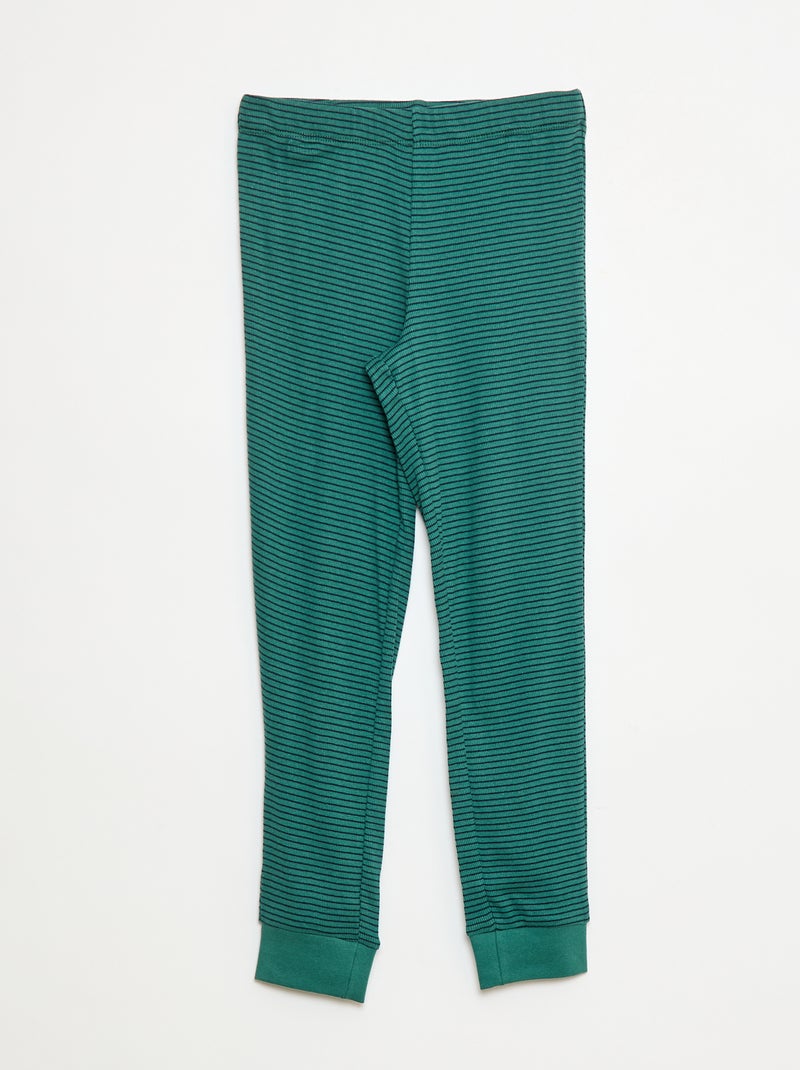 Ensemble de pyjama t-shirt + pantalon côtelés - 2 pièces Vert - Kiabi