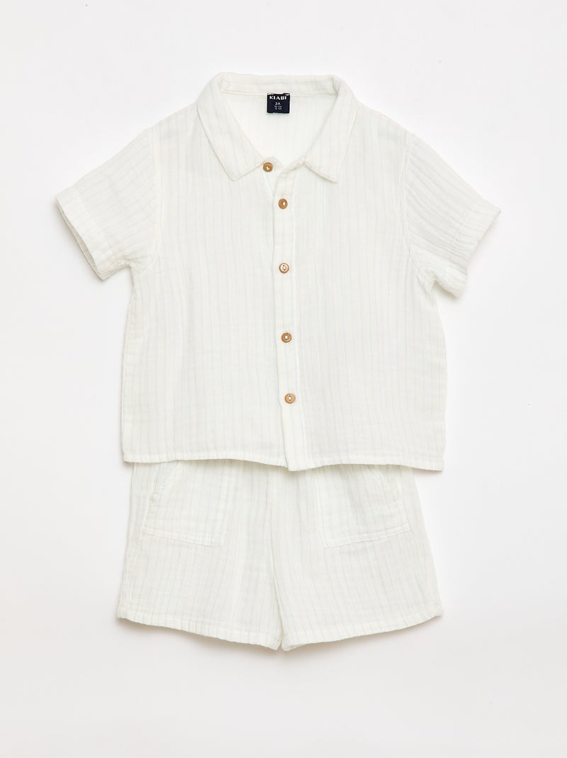 Ensemble deux pièces chemise + short Blanc - Kiabi