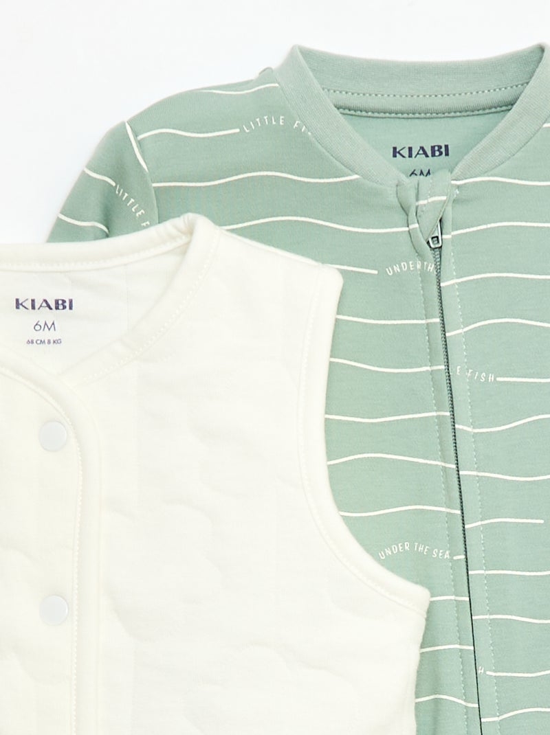 Ensemble dors-bien + gilet matelassé Vert - Kiabi
