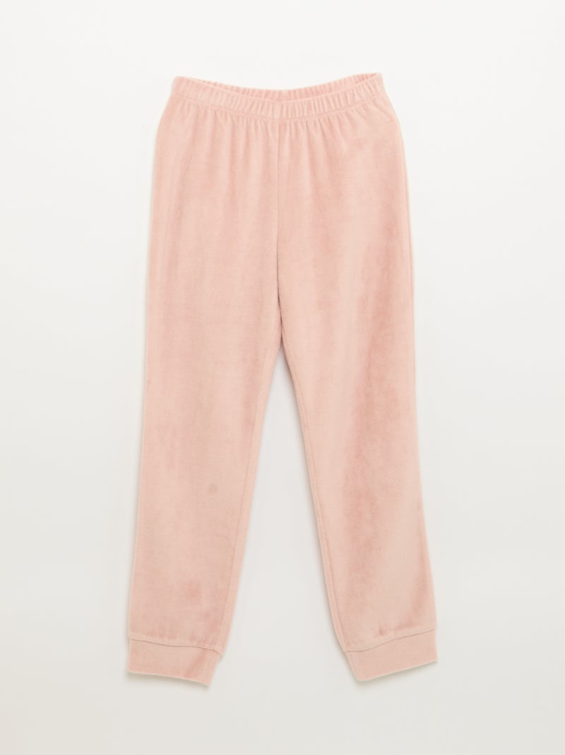 Ensemble en velours -  pyjama 'Noël' 2 pièces + masque de nuit Rose - Kiabi