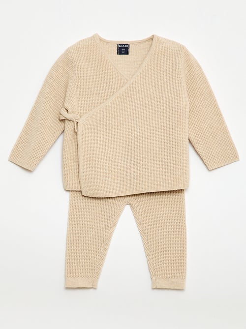 Ensemble gilet cache cœur + legging en maille - 2 pièces - Kiabi