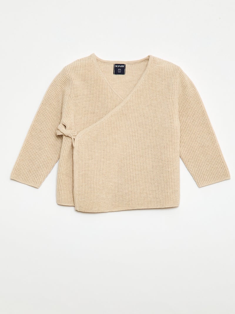 Ensemble gilet cache cœur + legging en maille - 2 pièces Beige - Kiabi