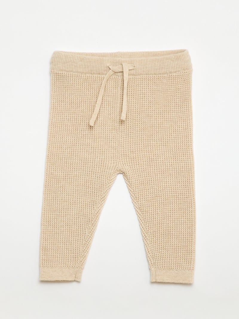 Ensemble gilet cache cœur + legging en maille - 2 pièces Beige - Kiabi