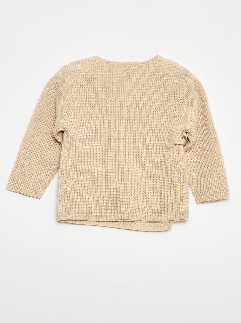 Ensemble gilet cache cœur + legging en maille - 2 pièces Beige - Kiabi