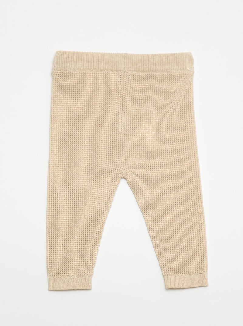 Ensemble gilet cache cœur + legging en maille - 2 pièces Beige - Kiabi