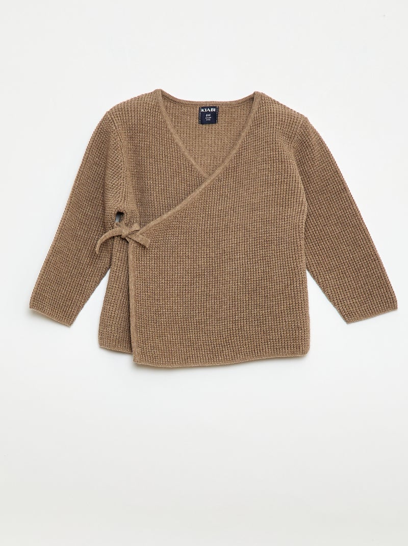 Ensemble gilet cache cœur + legging en maille - 2 pièces Marron - Kiabi