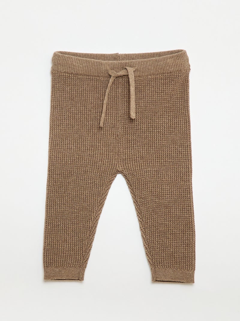 Ensemble gilet cache cœur + legging en maille - 2 pièces Marron - Kiabi