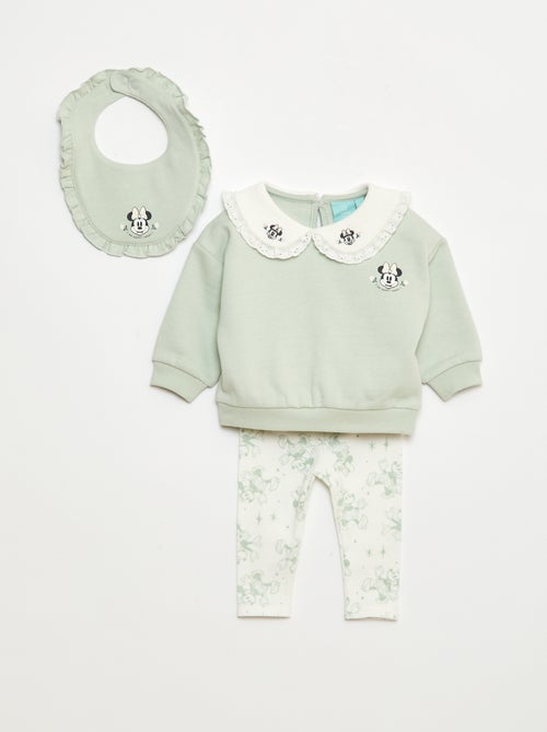 Ensemble jogging sweat + pantalon + bavoir 'Disney' 'Minnie' - 3 pièces - Kiabi