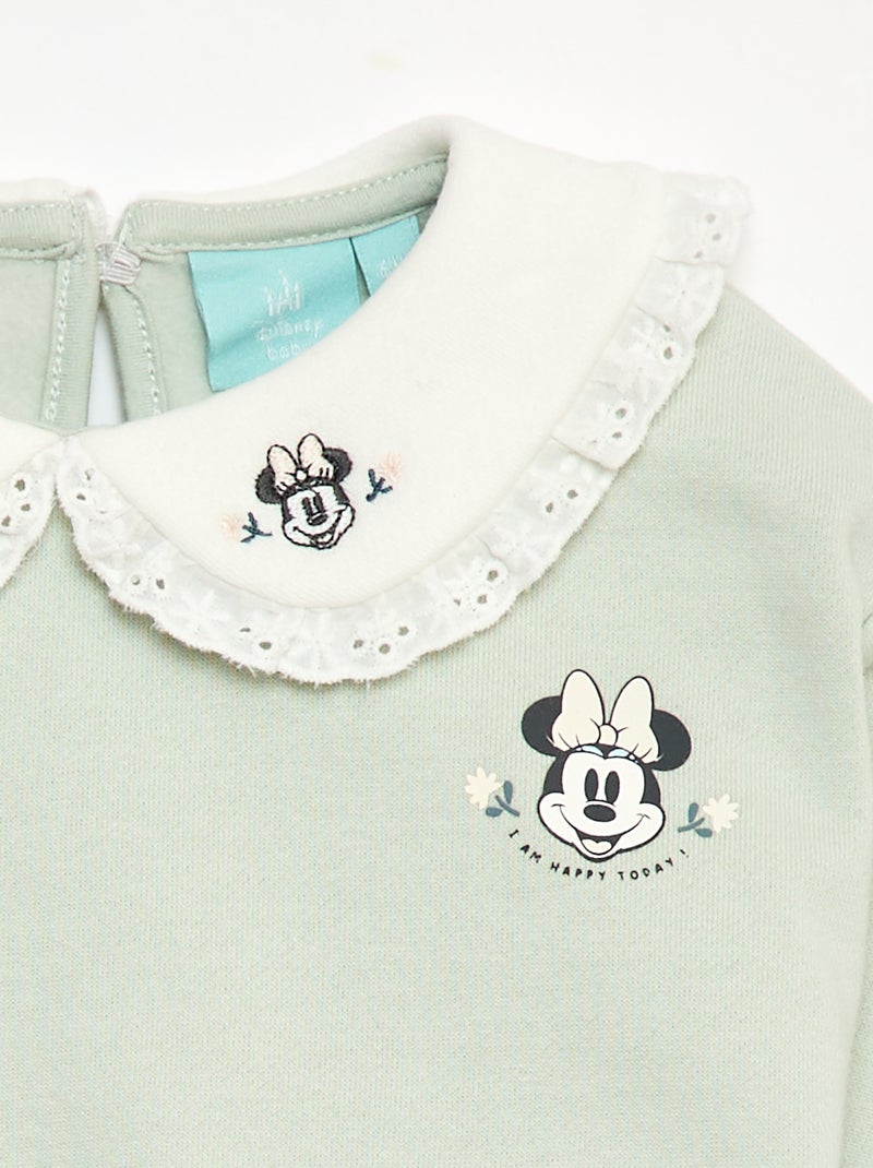 Ensemble jogging sweat + pantalon + bavoir 'Disney' 'Minnie' - 3 pièces Vert - Kiabi