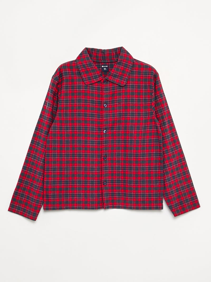 Ensemble pyjama chemise + pantalon en flanelle - 2 pièces Rouge - Kiabi