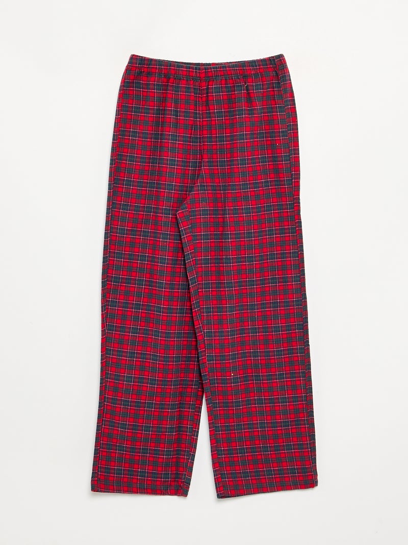 Ensemble pyjama chemise + pantalon en flanelle - 2 pièces Rouge - Kiabi