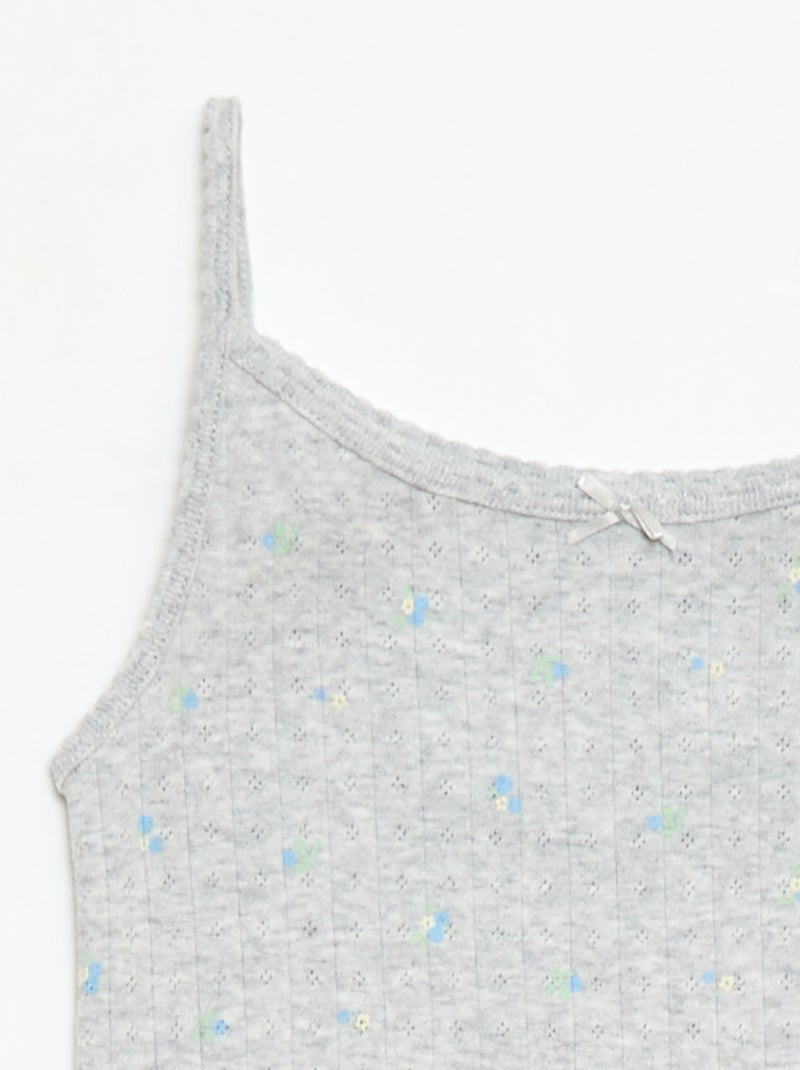 Ensemble pyjama court débardeur + short à motif - 2 pièces Gris - Kiabi