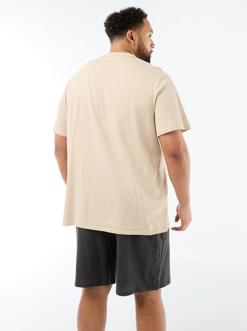 Ensemble pyjama court t-shirt + short - 2 pièces Beige - Kiabi