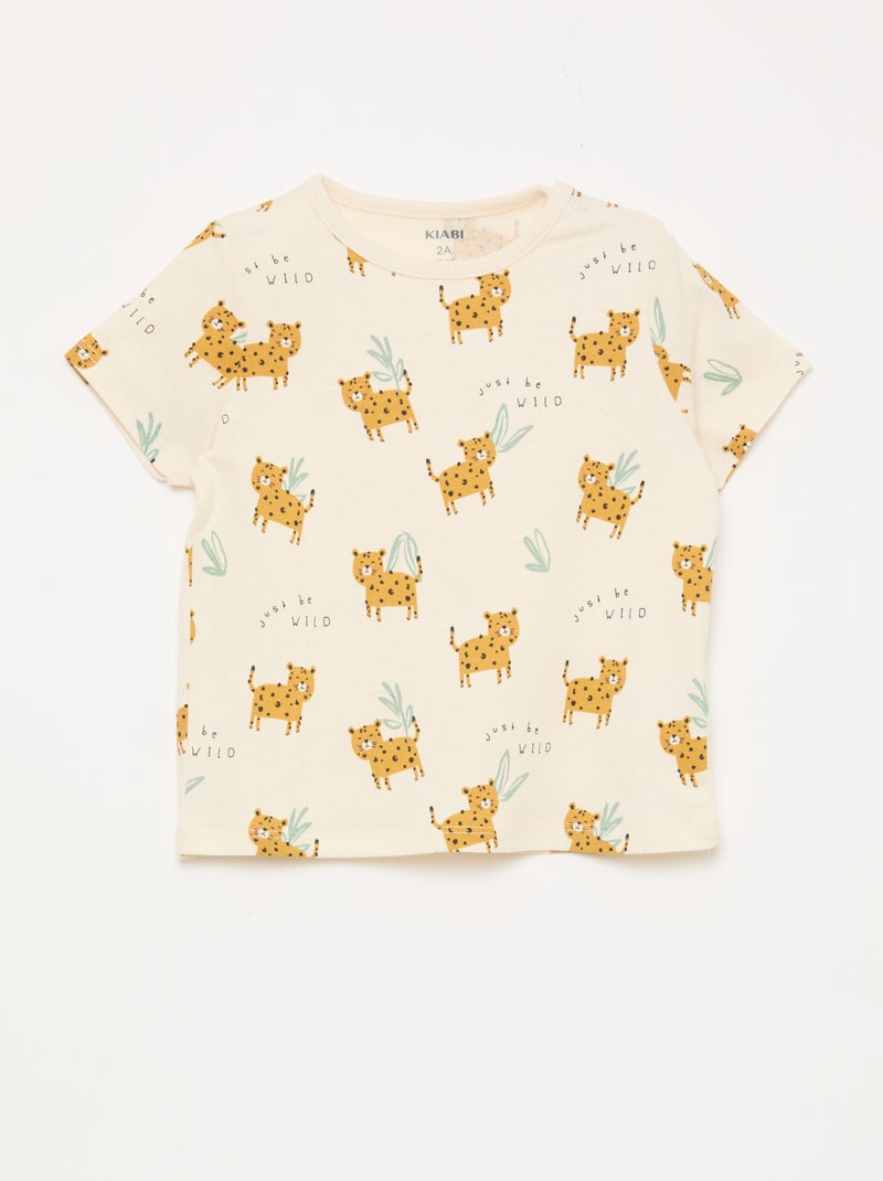 Ensemble pyjama court t-shirt + short - 2 pièces Beige - Kiabi