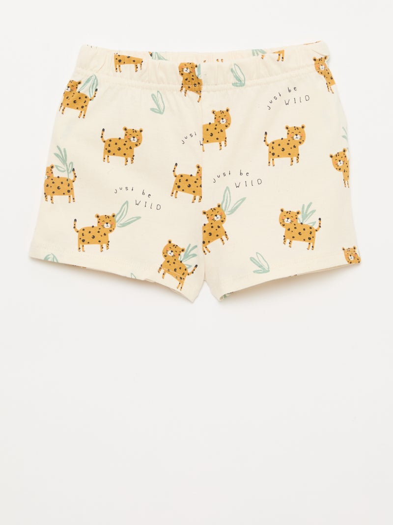 Ensemble pyjama court t-shirt + short - 2 pièces Beige - Kiabi