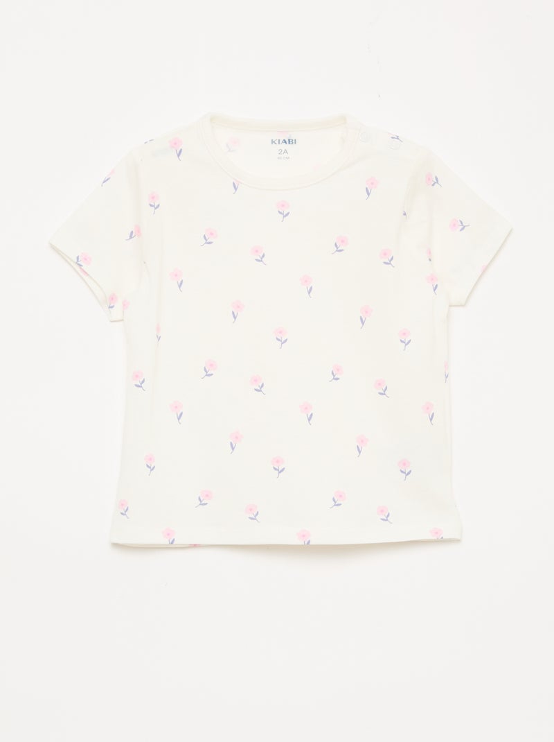 Ensemble pyjama court t-shirt + short - 2 pièces Blanc - Kiabi