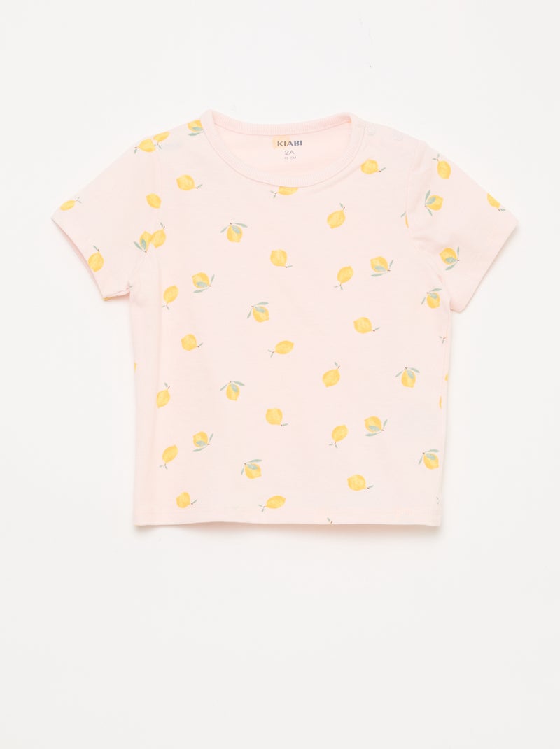 Ensemble pyjama court t-shirt + short - 2 pièces Rose - Kiabi
