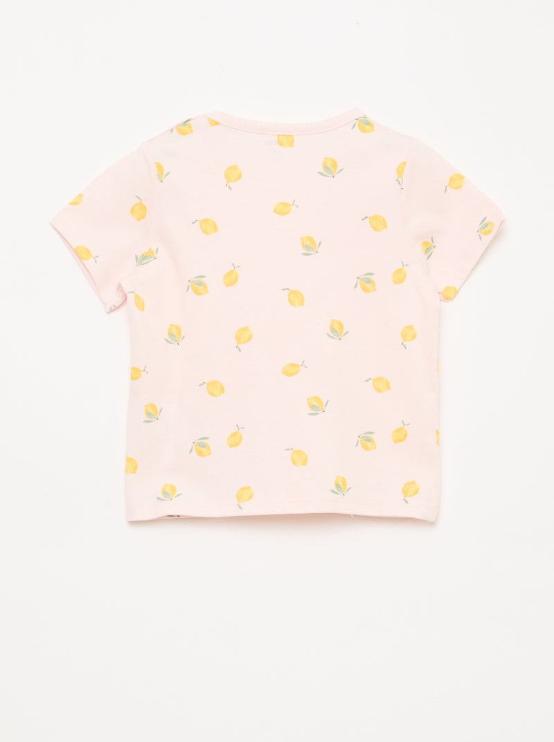 Ensemble pyjama court t-shirt + short - 2 pièces Rose - Kiabi