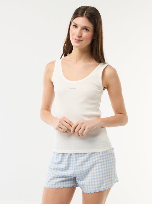 Ensemble pyjama court vichy - 2 pièces - Kiabi