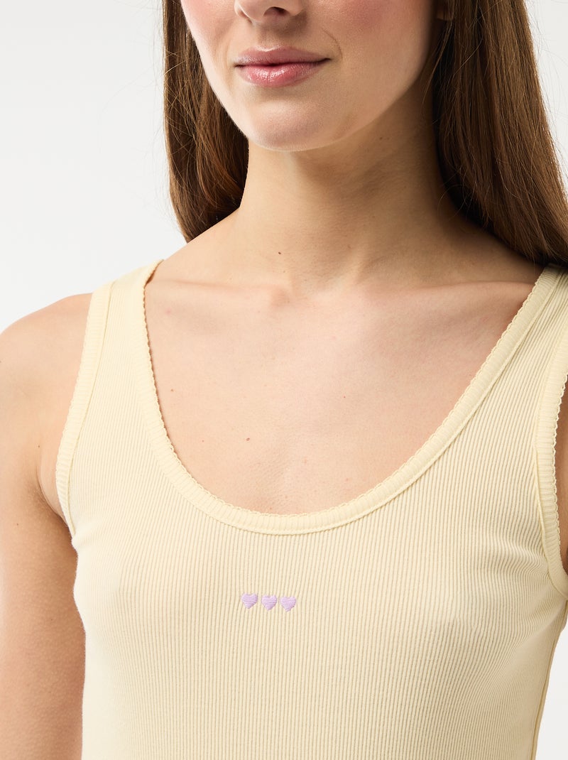 Ensemble pyjama court vichy - 2 pièces Jaune - Kiabi