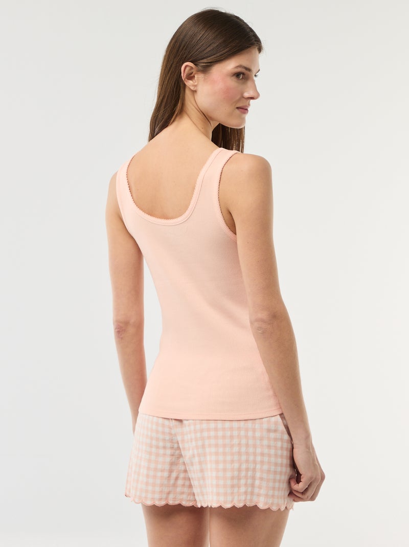 Ensemble pyjama court vichy - 2 pièces Orange - Kiabi