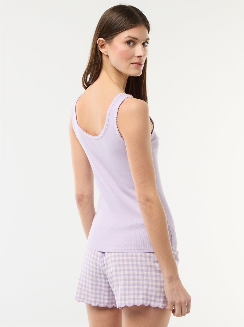 Ensemble pyjama court vichy - 2 pièces Violet - Kiabi