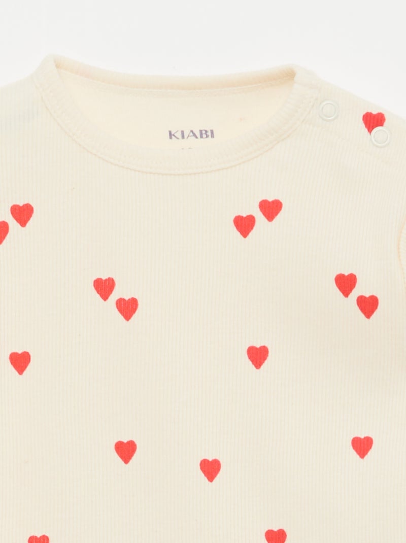 Ensemble pyjama en coton côtelé - 2 pièces Blanc - Kiabi