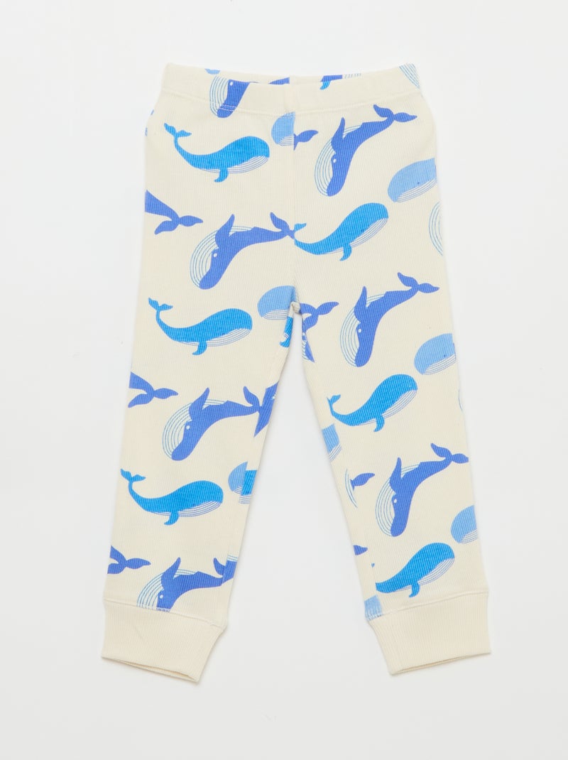 Ensemble pyjama en coton côtelé - 2 pièces Blanc - Kiabi