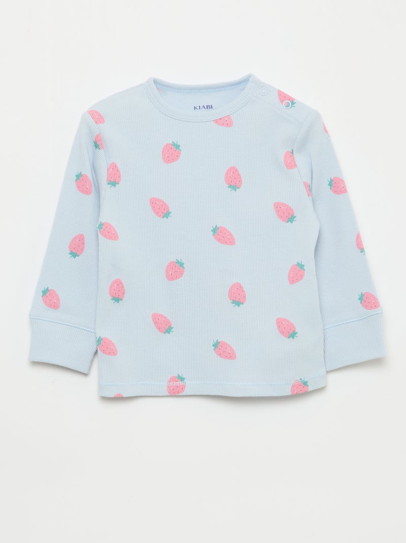 Ensemble pyjama en coton côtelé - 2 pièces Bleu - Kiabi