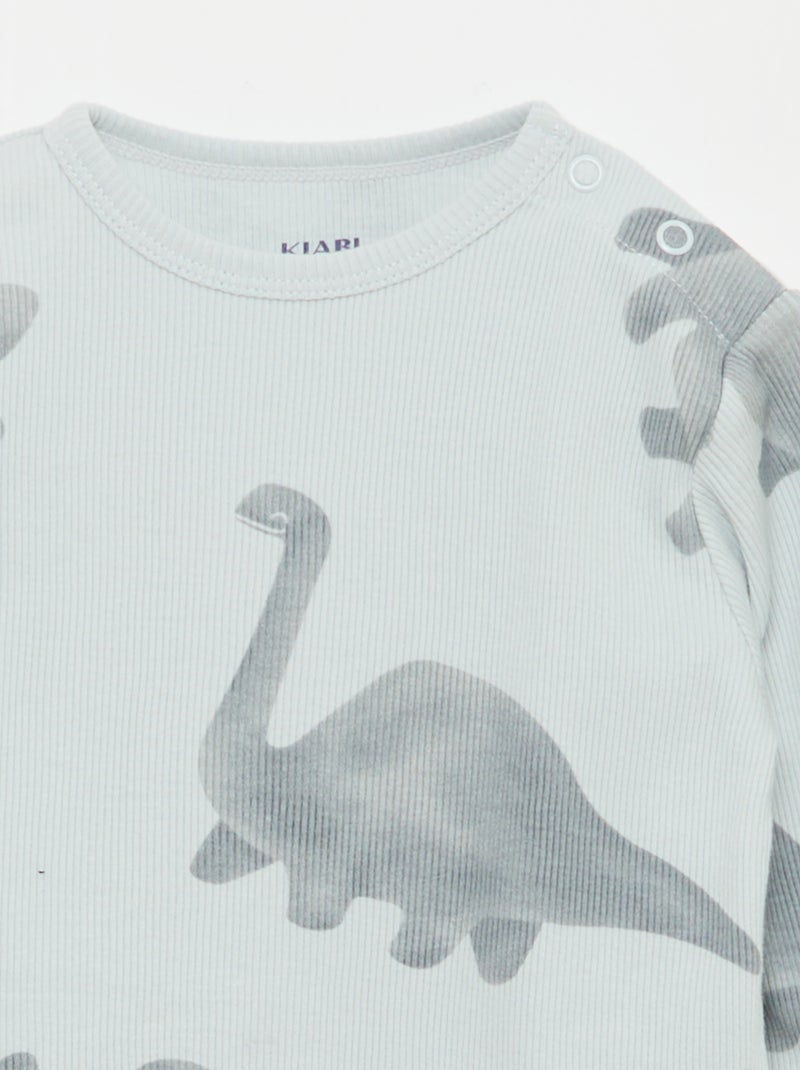 Ensemble pyjama en coton côtelé - 2 pièces Gris - Kiabi