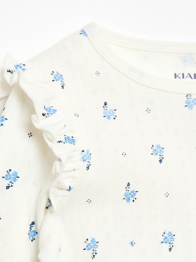 Ensemble pyjama en maille pointelle - 2 pièces Beige - Kiabi