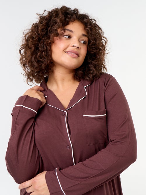 Ensemble pyjama long chemise + pantalon - 2 pièces - Kiabi