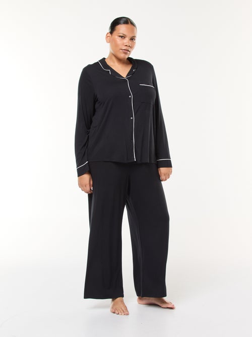 Ensemble pyjama long chemisier + pantalon - 2 pièces - Kiabi