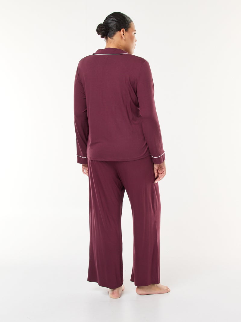 Ensemble pyjama long chemisier + pantalon - 2 pièces Rouge - Kiabi