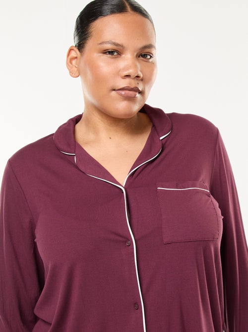 Ensemble pyjama long chemisier + pantalon - 2 pièces - Kiabi