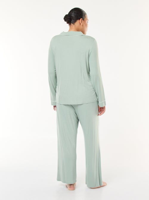 Ensemble pyjama long chemisier + pantalon - 2 pièces - Kiabi