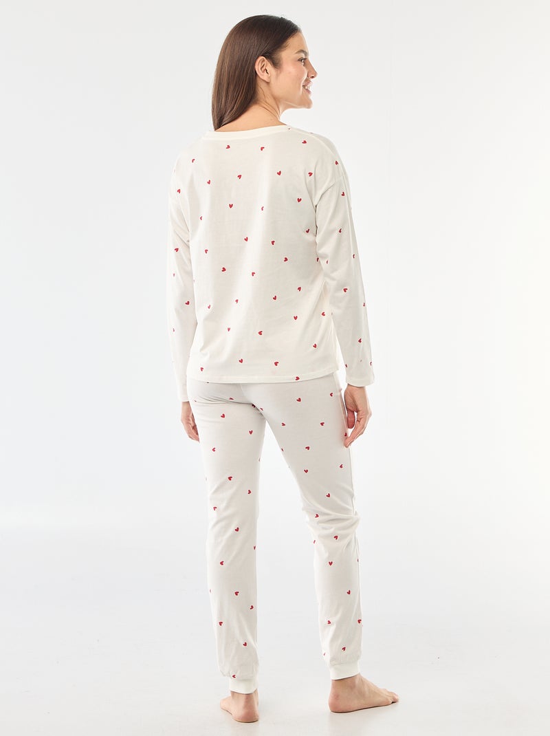 Ensemble pyjama long en coton - 2 pièces Blanc - Kiabi