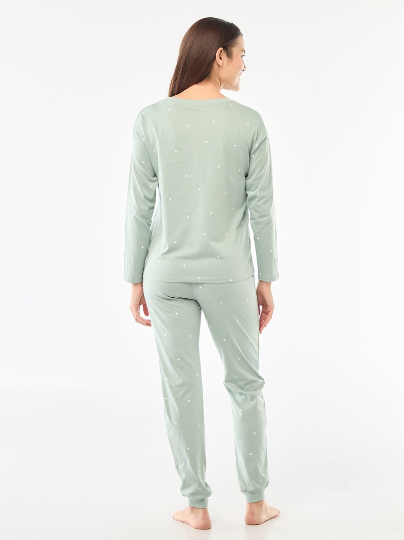 Ensemble pyjama long en coton - 2 pièces Vert - Kiabi