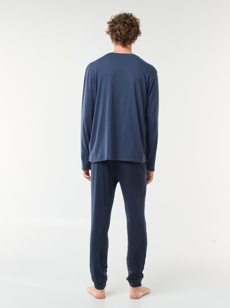 Ensemble pyjama long en jersey t-shirt + pantalon - 2 pièces Bleu - Kiabi