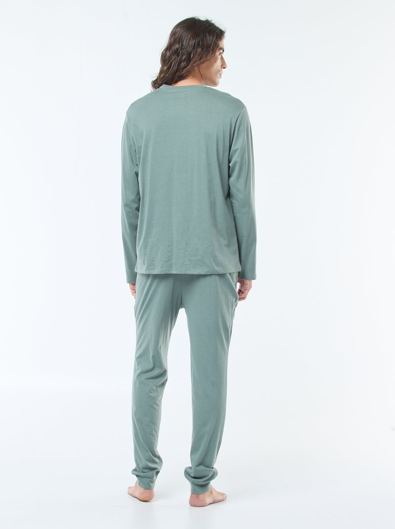 Ensemble pyjama long en jersey t-shirt + pantalon - 2 pièces Vert - Kiabi