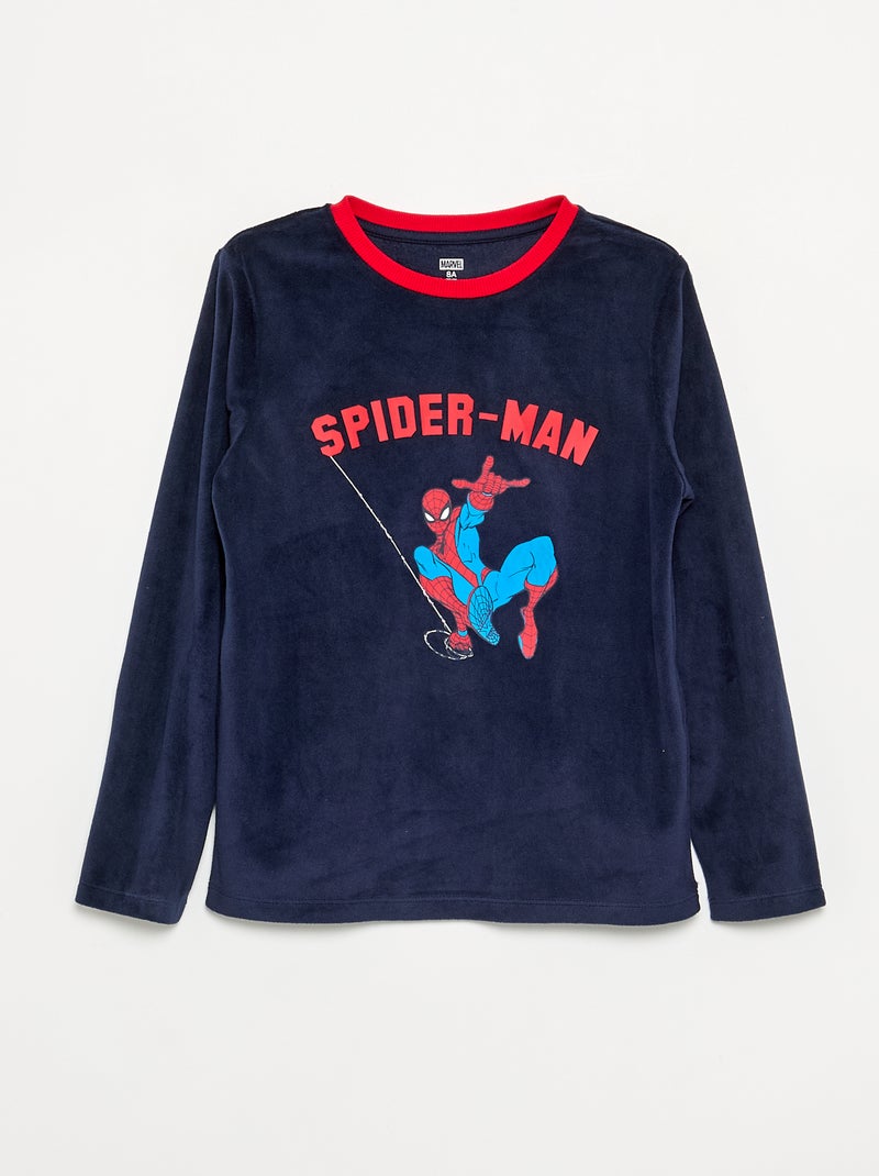 Ensemble pyjama long 'Spiderman' en polaire - 2 pièces Bleu - Kiabi